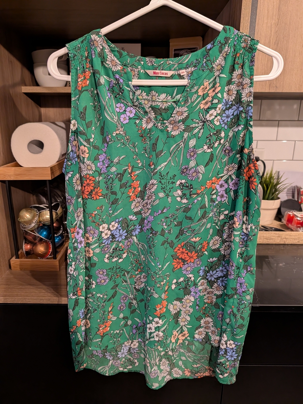 Green Floral Sleeveless Camisole